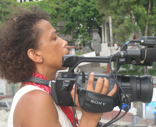 Rachele Magloire on the set of her documentary Deported 